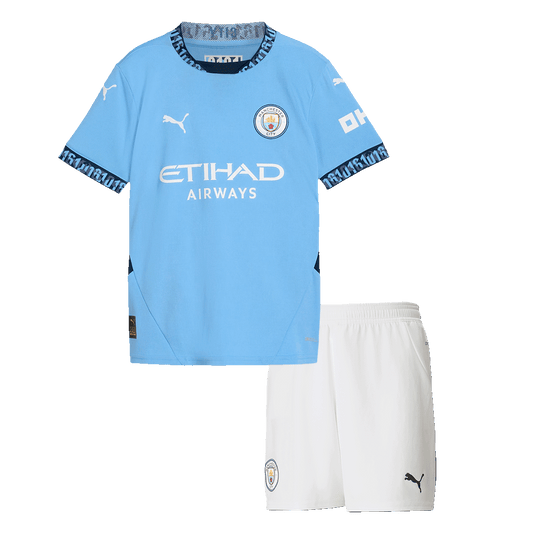Kid's Manchester City Home  Football Shirt Kit(Jersey+Shorts) 2024/25 Best Football Kits Shop