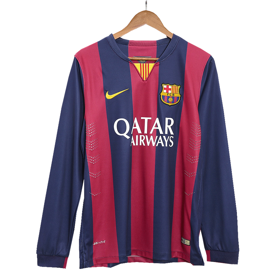 Retro Suárez #9 2014/15 Barcelona Home Long Sleeve  Football Shirt Best Football Kits Shop
