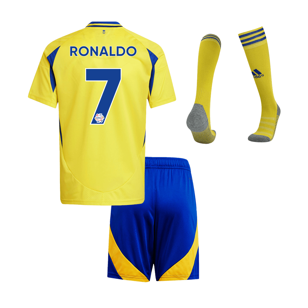 Kid's RONALDO #7 Al Nassr Home  Football Shirt Kit(Jersey+Shorts+Socks) 2024/25 Best Football Kits Shop