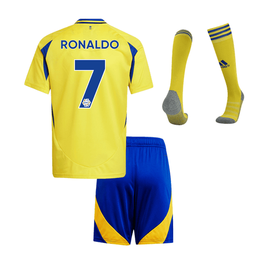 Kid's RONALDO #7 Al Nassr Home  Football Shirt Kit(Jersey+Shorts+Socks) 2024/25 Best Football Kits Shop