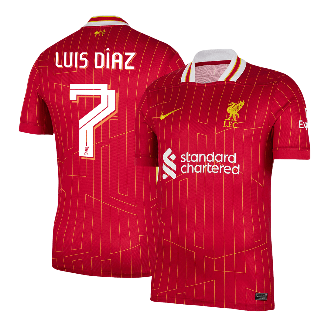 Luis Díaz #7 Liverpool Home  Football Shirt 2024/25 - UCL Best Football Kits Shop