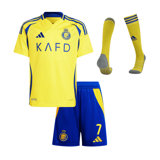 Kid's RONALDO #7 Al Nassr Home  Football Shirt Kit(Jersey+Shorts+Socks) 2024/25 Best Football Kits Shop