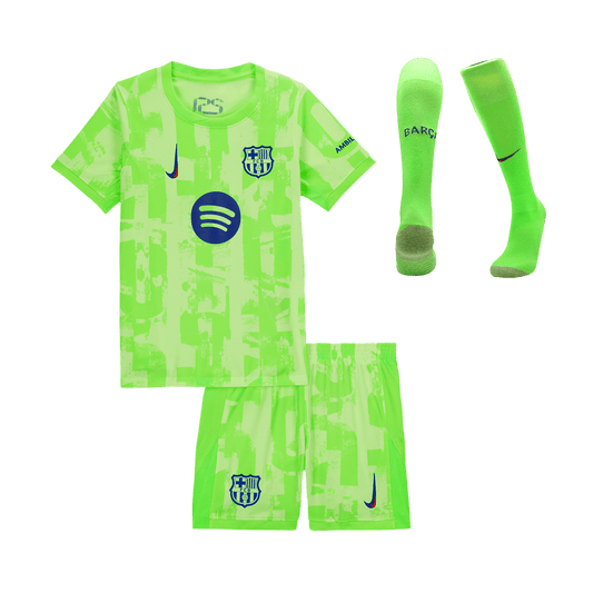 Kid's Barcelona Third Away  Football Shirt Kit(Jersey+Shorts+Socks) 2024/25- UCL (Spotify Logo Without Text) Best Football Kits Shop