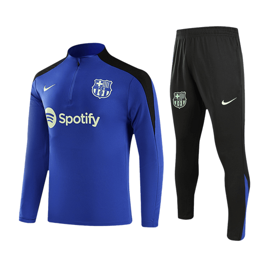 Kid's Barcelona Zipper Sweatshirt Kit(Top+Pants) 2024/25 Best Football Kits Shop