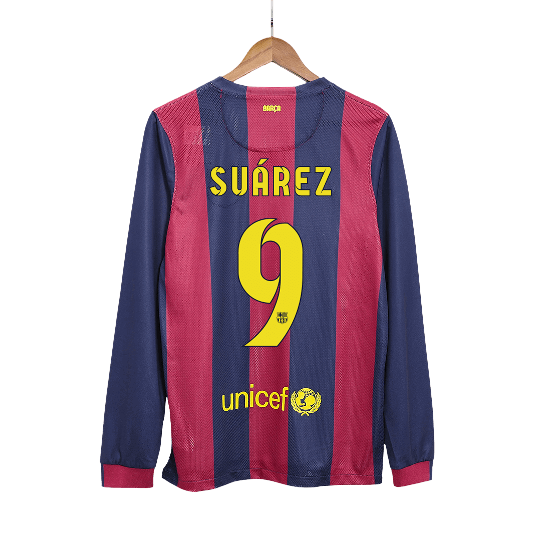 Retro Suárez #9 2014/15 Barcelona Home Long Sleeve  Football Shirt Best Football Kits Shop