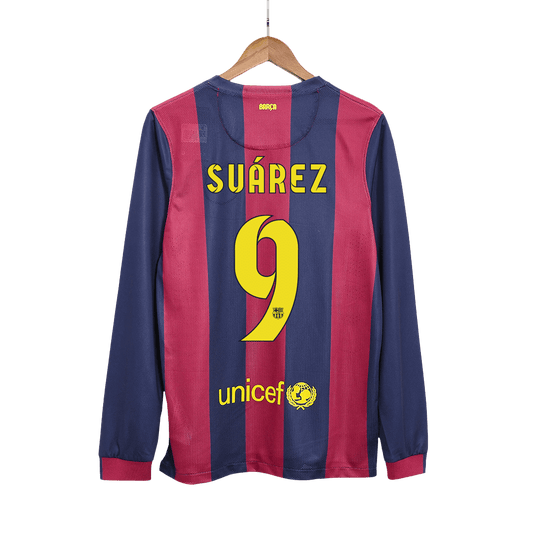Retro Suárez #9 2014/15 Barcelona Home Long Sleeve  Football Shirt Best Football Kits Shop