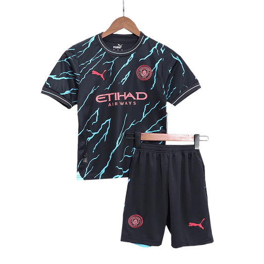 Kid's Manchester City Third Away  Football Shirt Kit(Jersey+Shorts) 2023/24 Best Football Kits Shop