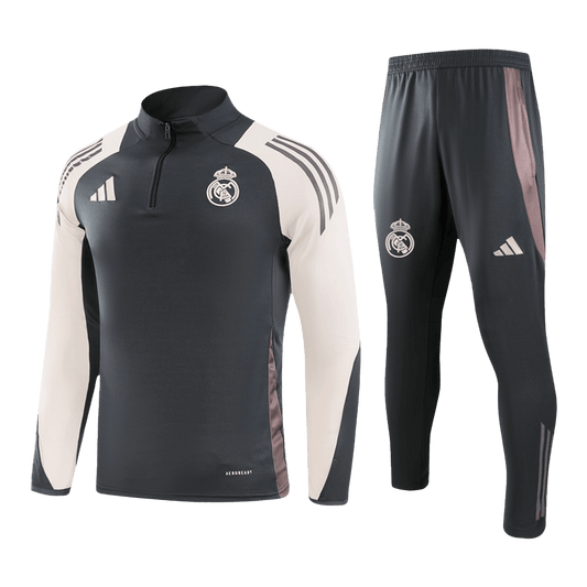 Kid's Real Madrid Zipper Sweatshirt Kit(Top+Pants) 2024/25 Best Football Kits Shop