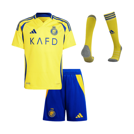 Kid's Al Nassr Home  Football Shirt Kit(Jersey+Shorts+Socks) 2024/25 Best Football Kits Shop