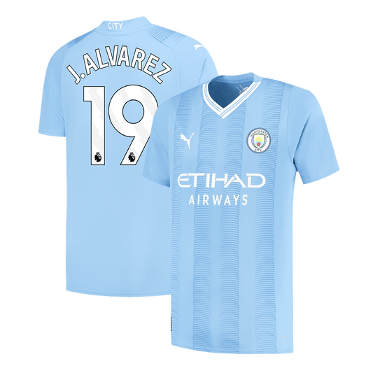J.ALVAREZ #19 Manchester City Home  Football Shirt 2023/24 Best Football Kits Shop