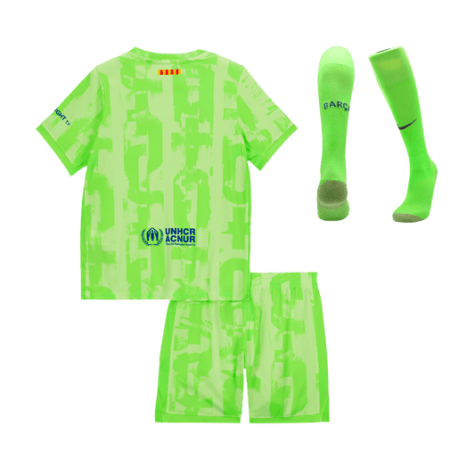 Kid's Barcelona Third Away  Football Shirt Kit(Jersey+Shorts+Socks) 2024/25- UCL (Spotify Logo Without Text) Best Football Kits Shop