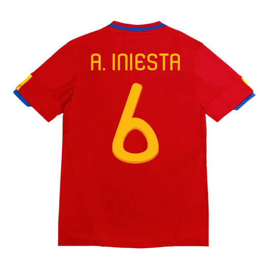 Retro A. INIESTA #6 2010 Spain Home  Football Shirt Best Football Kits Shop