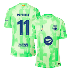 RAPHINHA #11 Barcelona Third Away  Football Shirt 2024/25 - UCL?Spotify Logo Without Text? Best Football Kits Shop