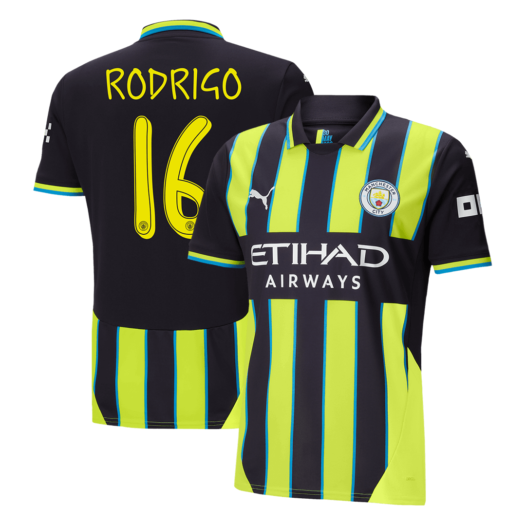 RODRIGO #16 Manchester City Away  Football Shirt 2024/25 - UCL Best Football Kits Shop
