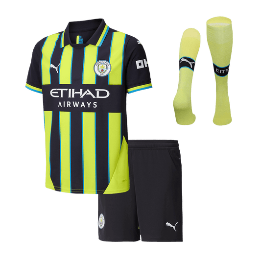 Kid's Manchester City Away  Football Shirt Kit(Jersey+Shorts+Socks) 2024/25 Best Football Kits Shop