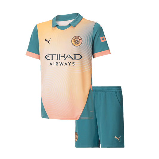 Kid's Manchester City Fourth Away  Football Shirt Kit(Jersey+Shorts) 2024/25- Definitely City (UCL) Best Football Kits Shop