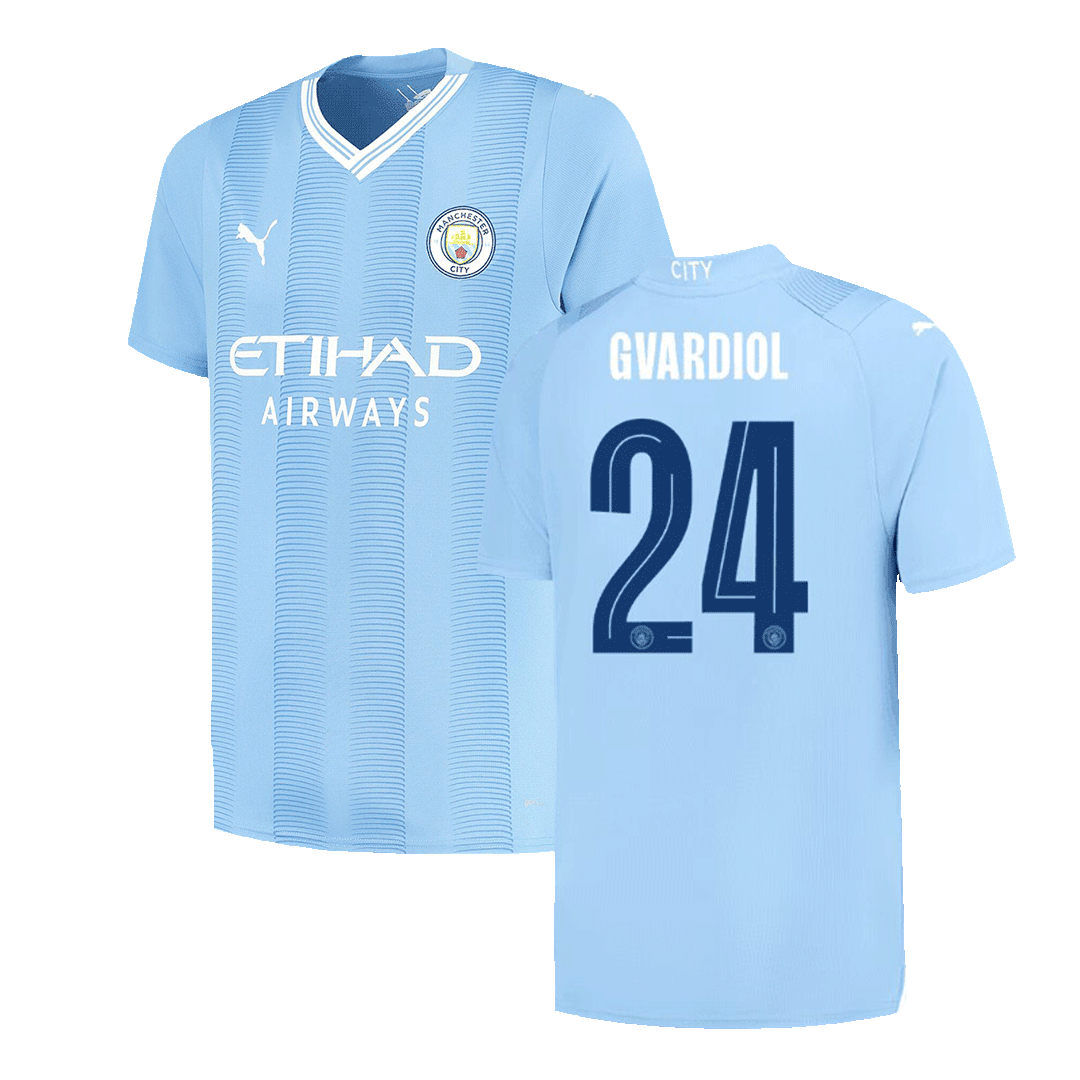 GVARDIOL #24 Manchester City Home  Football Shirt 2023/24 - UCL Best Football Kits Shop
