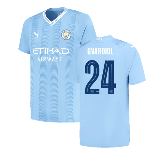 GVARDIOL #24 Manchester City Home  Football Shirt 2023/24 - UCL Best Football Kits Shop