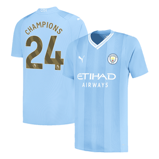 CHAMPIONS #24 Manchester City Home  Football Shirt 2023/24 Best Football Kits Shop