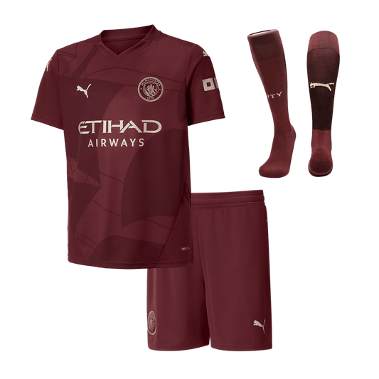 Kid's Manchester City Third Away  Football Shirt Kit(Jersey+Shorts+Socks) 2024/25 Best Football Kits Shop