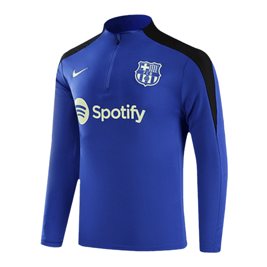 Kid's Barcelona Zipper Sweatshirt Kit(Top+Pants) 2024/25 Best Football Kits Shop